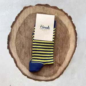 Calcetines de Algodón Orgánico a Rayas - Amarillo y Azul