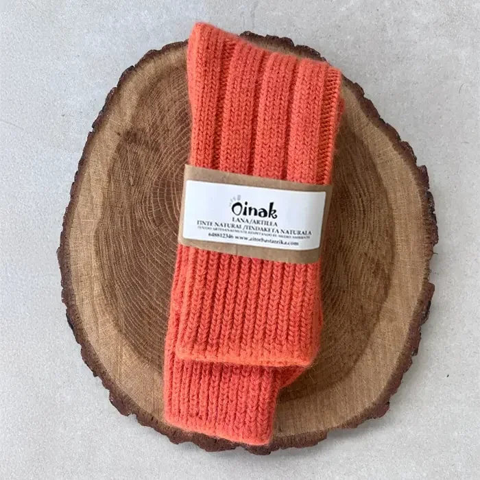 Calcetín Grueso de Lana – Naranja Teja