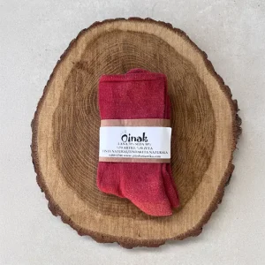 Calcetín de Rizo de Lana y Seda – Rojo Granate