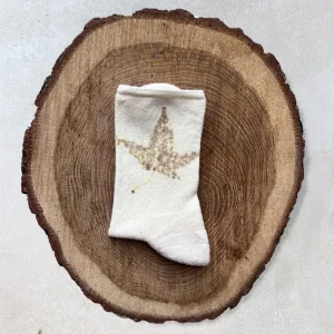 Calcetines de Rizo en Lana y Seda — Estampado de Hoja de Arce