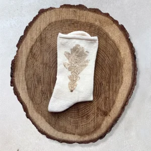 Calcetines de Rizo en Lana y Seda con Hoja de Roble