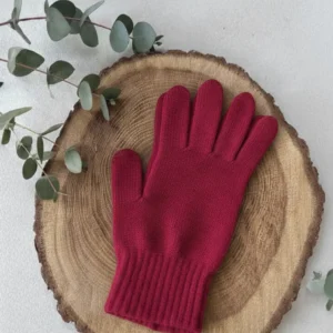 Guantes de hombre de lana teñidos con cochinilla – Tono rosa rojizo