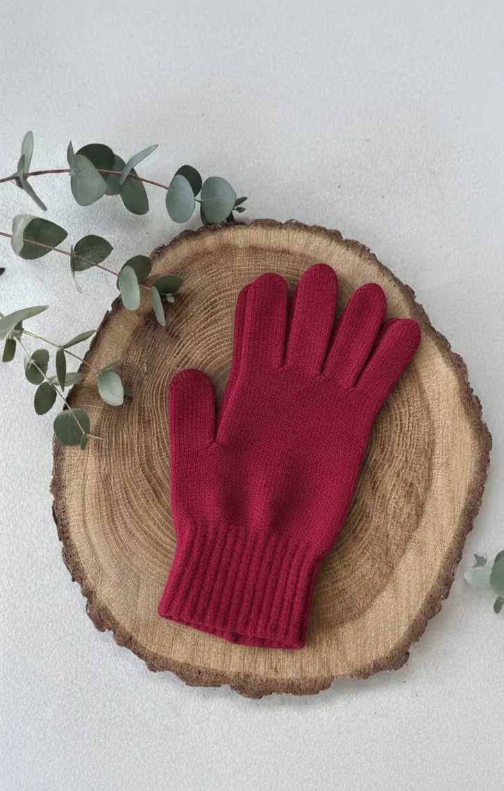 Guantes de hombre de lana teñidos con cochinilla – Tono rosa rojizo